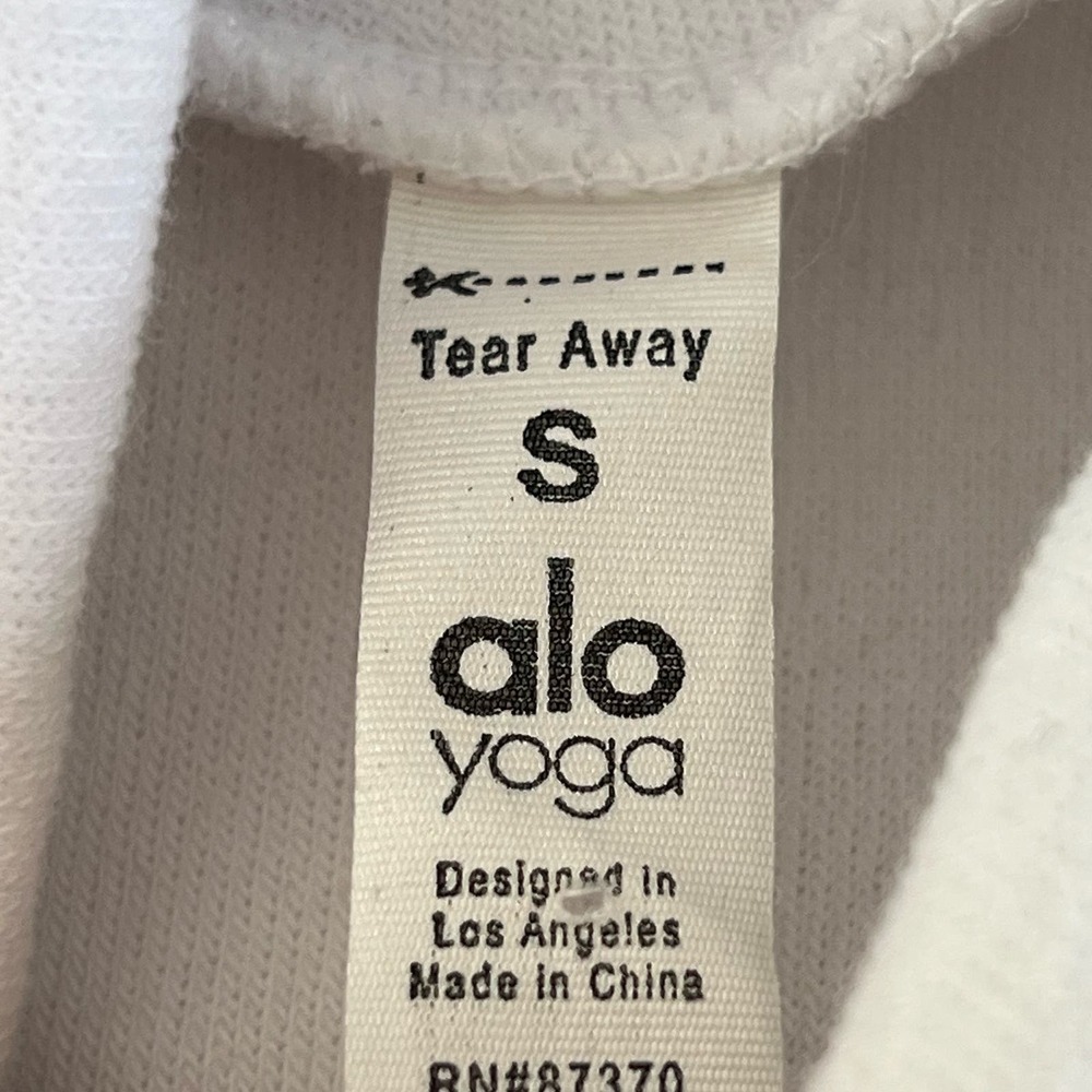 ALO Yoga White Cropped Turtleneck Sweatshirt with Mesh Trim - Picture 7 of 10